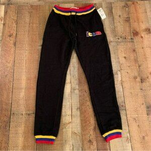 FWRD denim icon kids black red yellow blue striped joggers sweatpants - XL 18/20